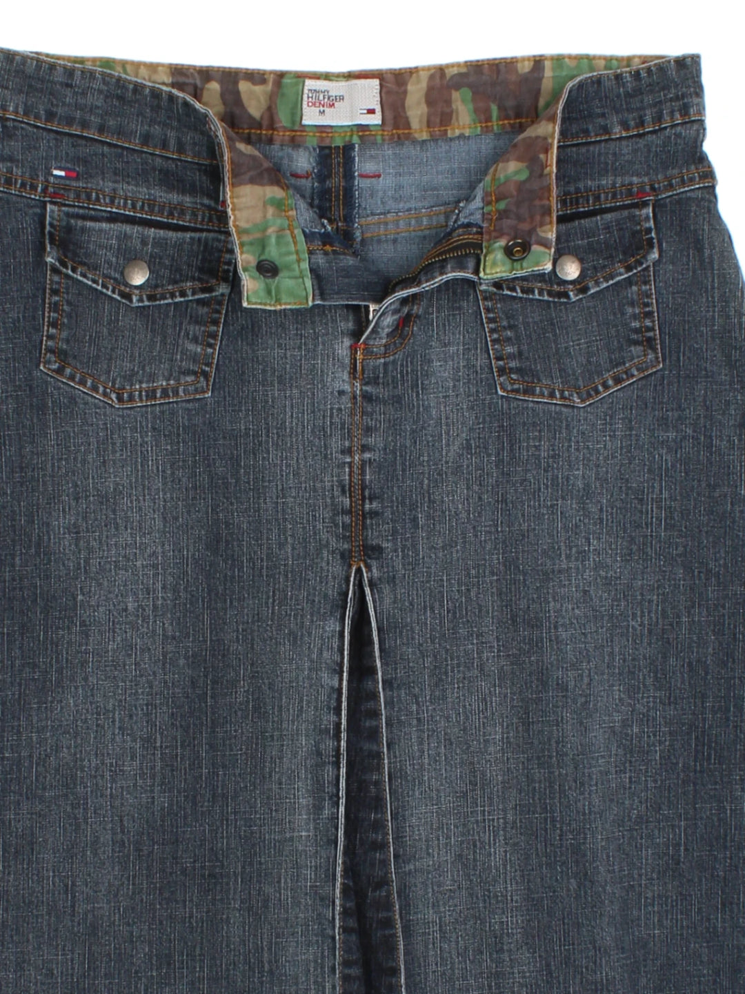 Y2K Tommy Hilfiger Denim Midi Skirt (Size L)