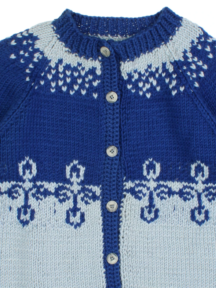 Hand Knitted Fair Isle Cardigan (Size S)