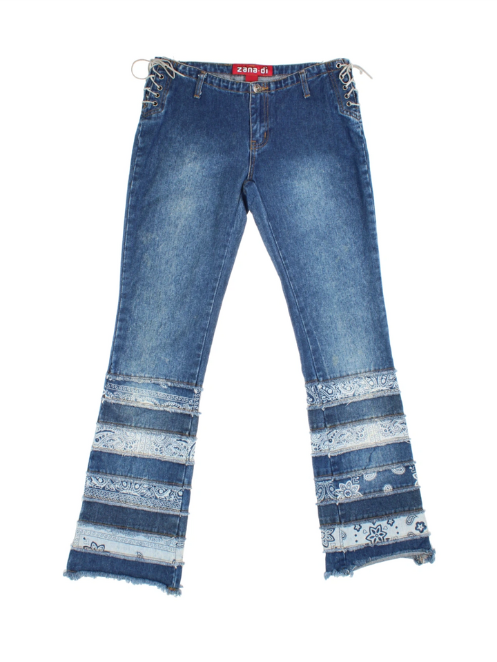 Y2K Lace Detail Bootcut Jeans (Size L)