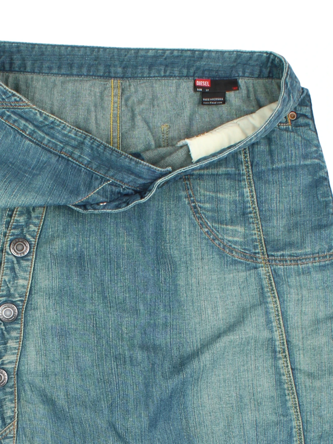 Y2K Diesel Denim Mini Skirt (Size XL) - VintageFolk