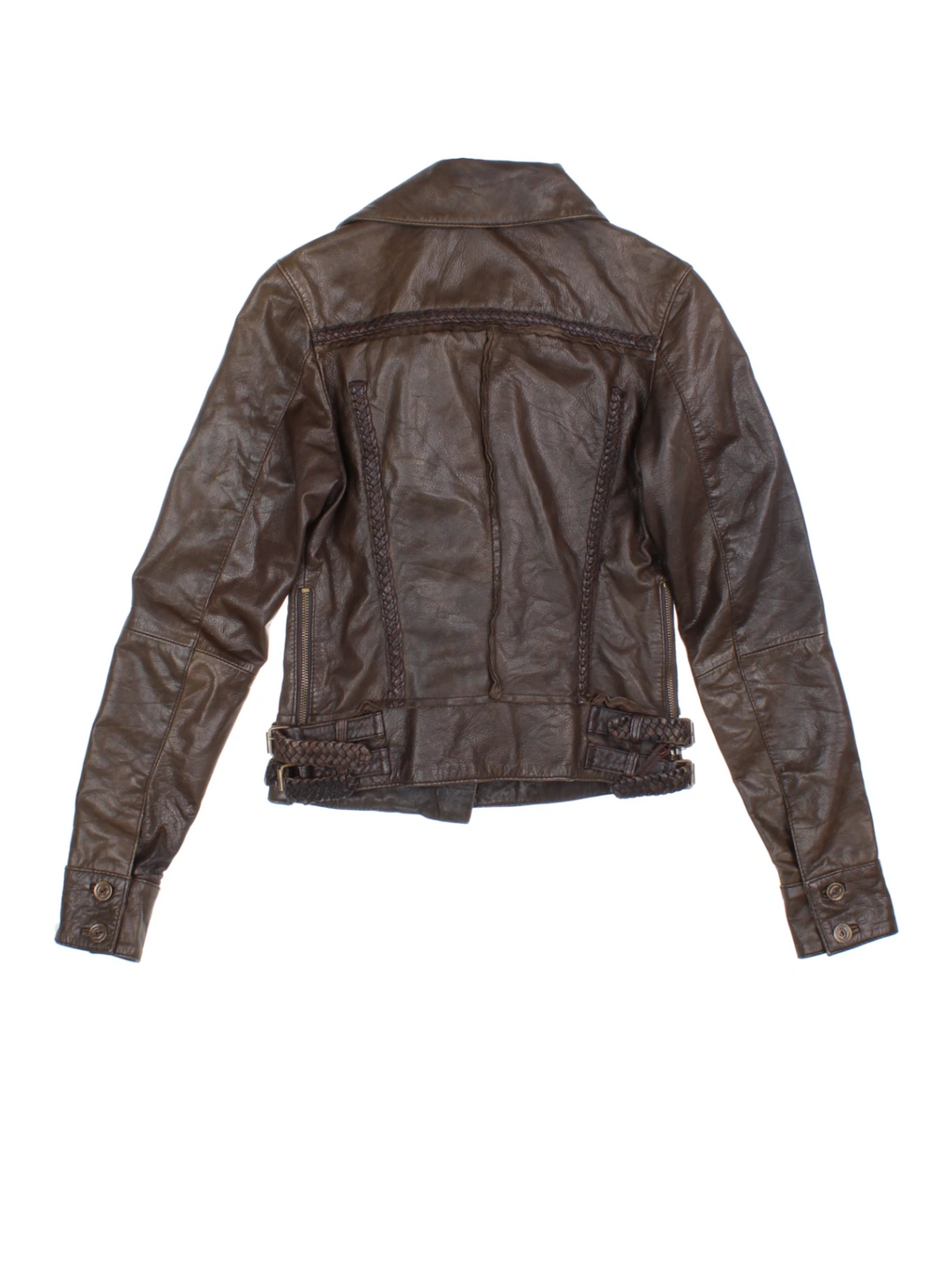 Y2K All Saints Leather Biker Jacket (Size XXS)