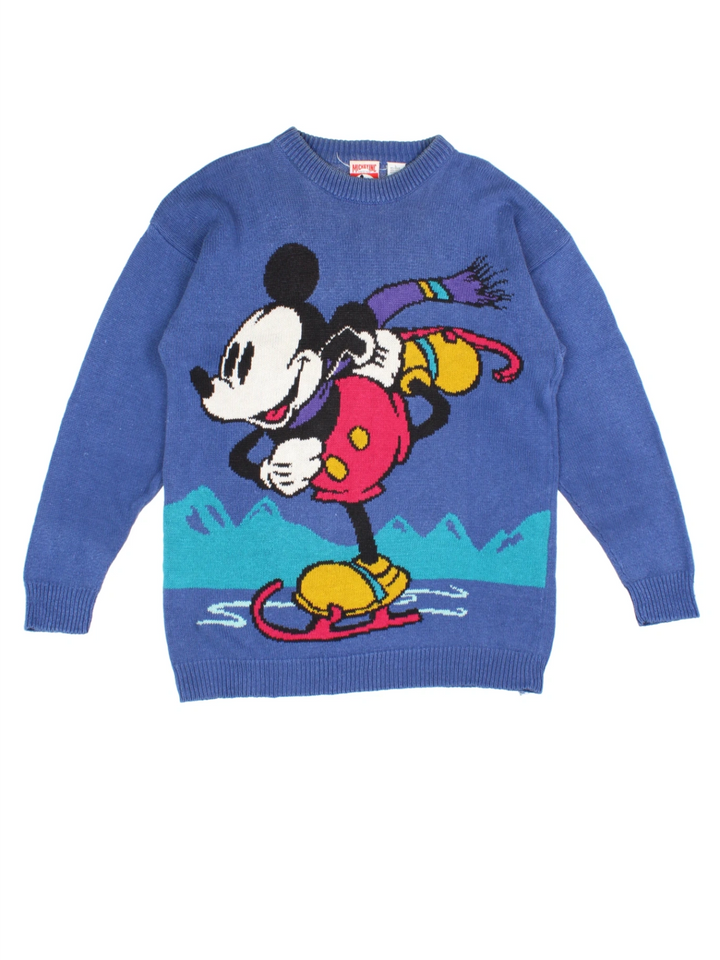 90's Mickey Mouse Skate Knit Jumper (Size M) - VintageFolk