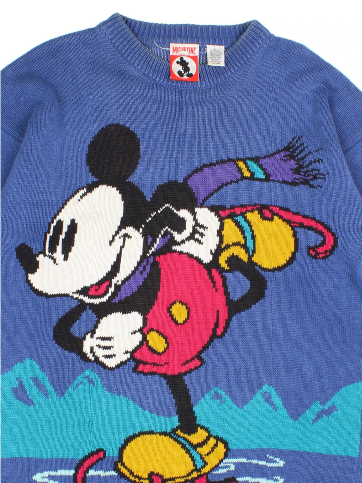 90's Mickey Mouse Skate Knit Jumper (Size M) - VintageFolk