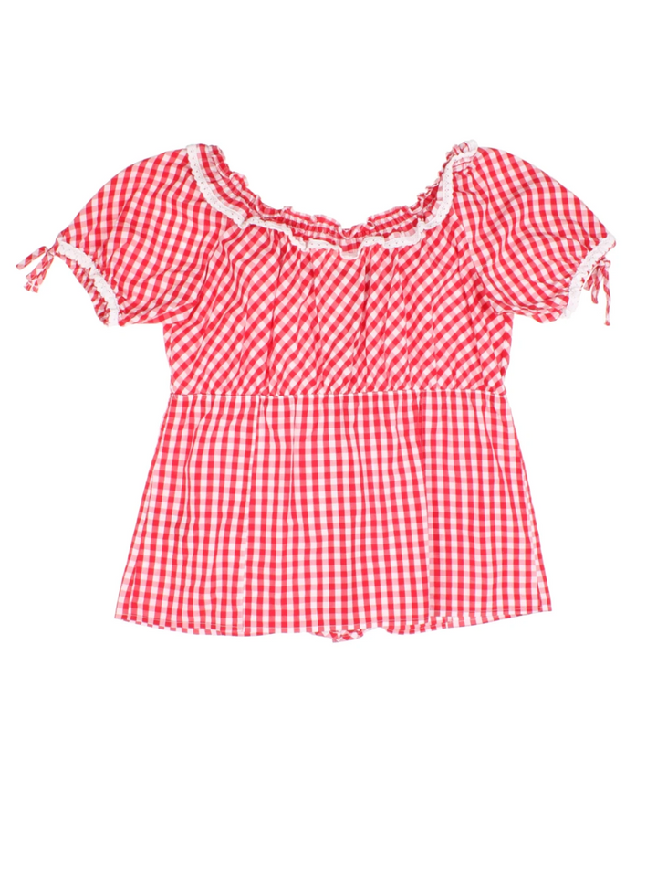 Gingham Milkmaid Top (Size L)