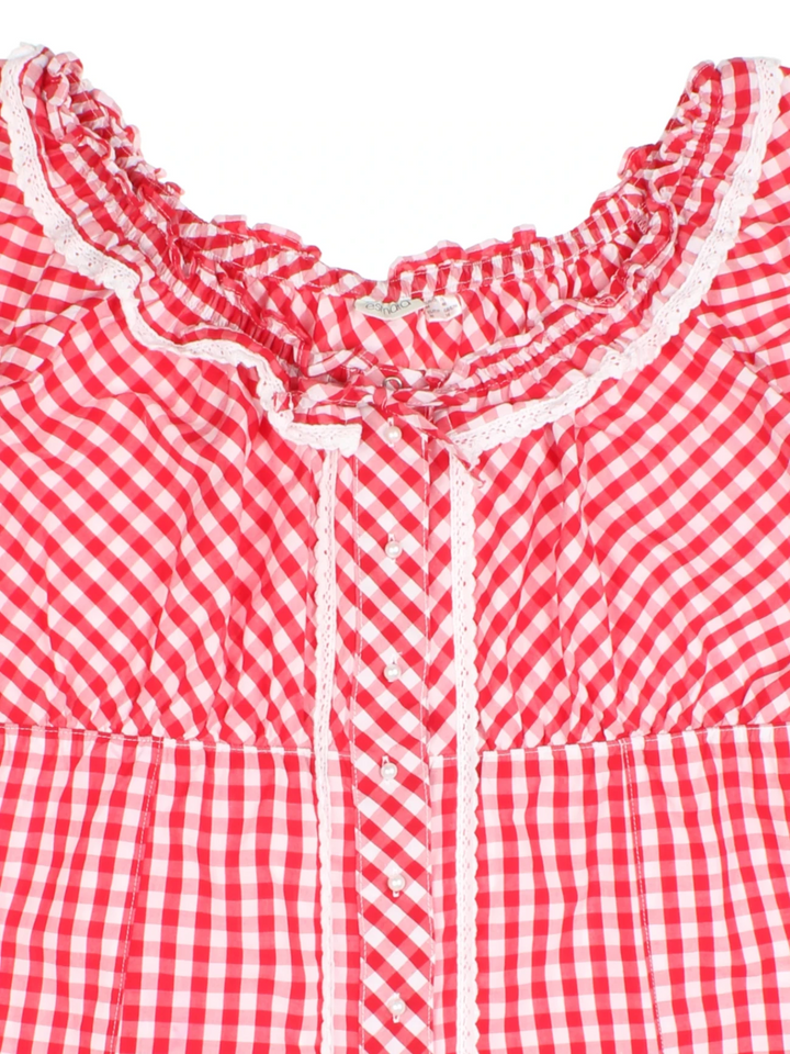 Gingham Milkmaid Top (Size L)