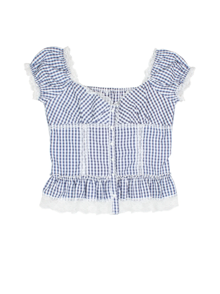 Gingham Milkmaid Top (Size M)