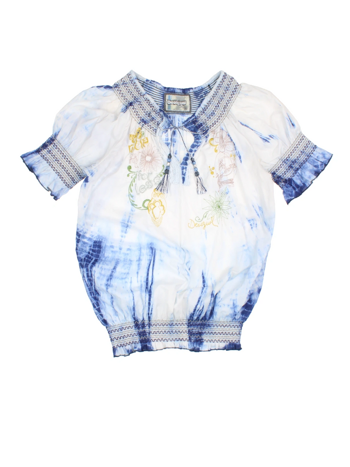Desigual Tie Dye Smocked Blouse (Size M)