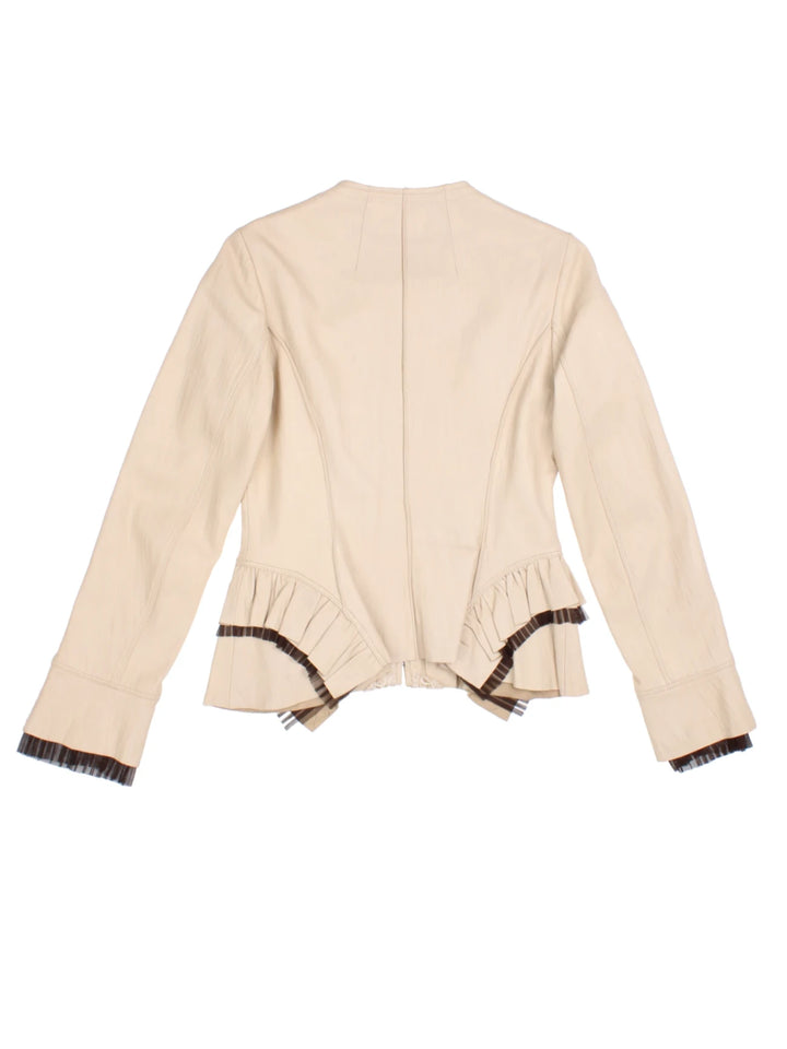 Y2K Leather Ruffle Jacket (Size XS)
