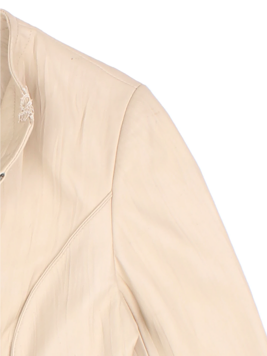 Y2K Leather Ruffle Jacket (Size XS)
