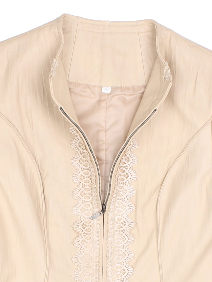 Y2K Leather Ruffle Jacket (Size XS)