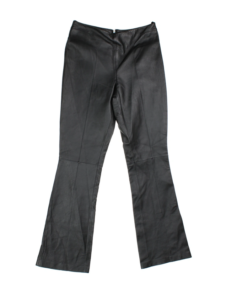 Y2K Leather Trousers (Size M) - VintageFolk