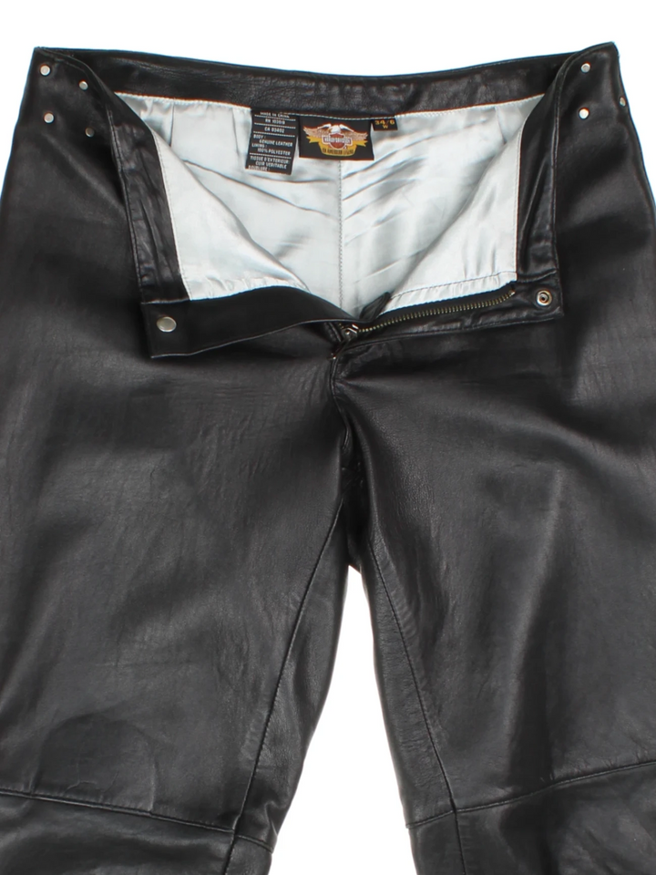 Harley-Davidson Studded Leather Trousers (Size m) - VintageFolk