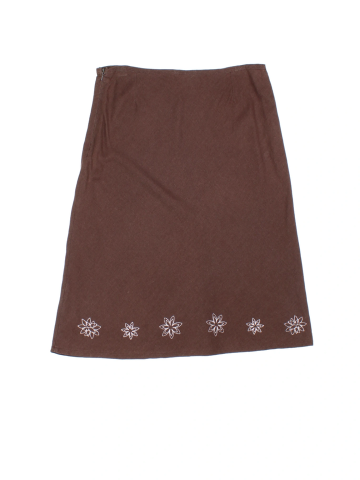 Y2K Embroidered Midi Skirt (Size M)