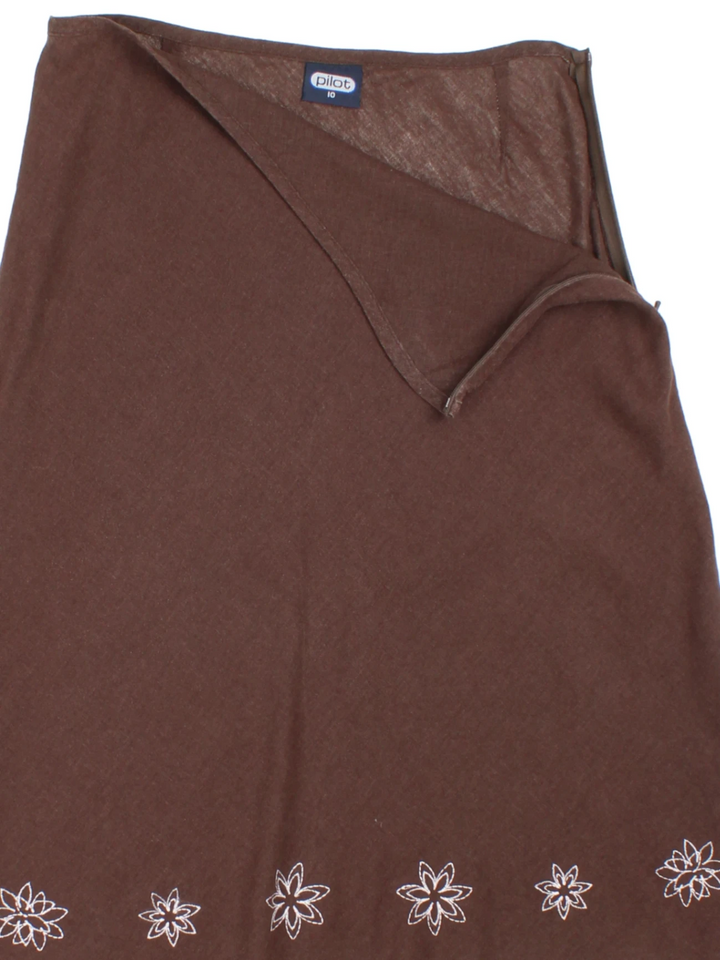 Y2K Embroidered Midi Skirt (Size M)