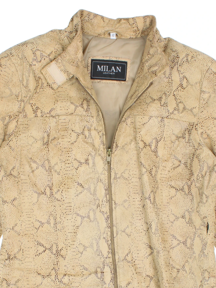 Y2K Snake Skin Leather Jacket/Top Co-Ord (Size M)