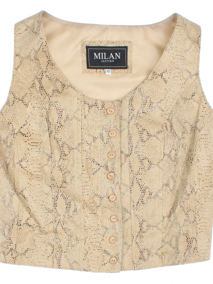 Y2K Snake Skin Leather Jacket/Top Co-Ord (Size M)
