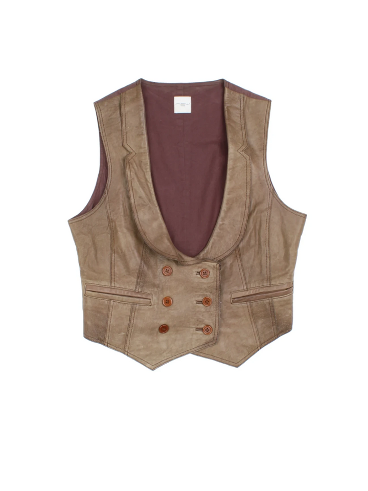 Y2K New Look Leather Waistcoat (Size S)