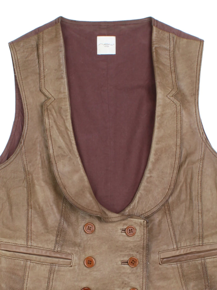 Y2K New Look Leather Waistcoat (Size S)