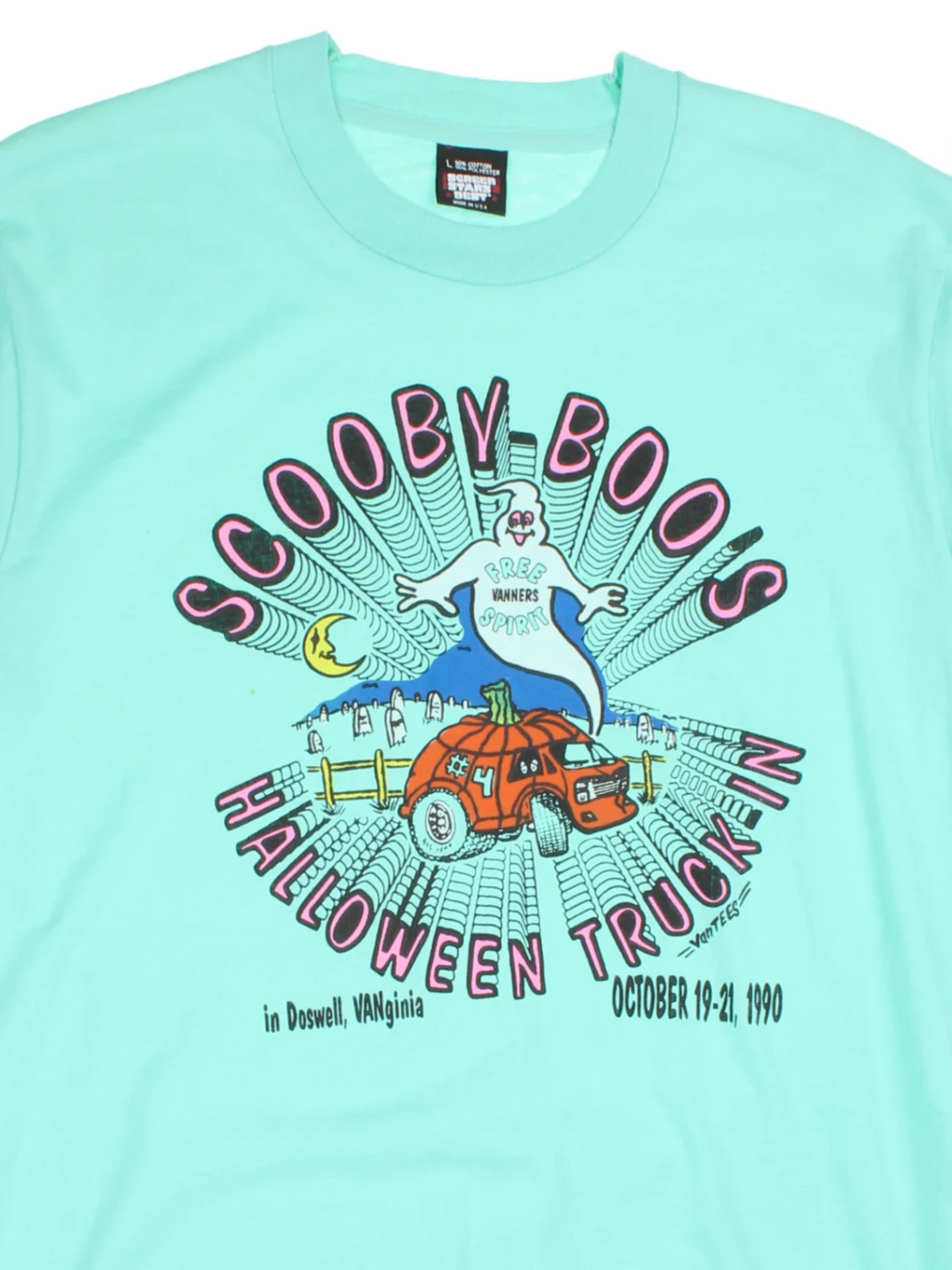 90's Scooby Boos Halloween Truck In Single Stitch T-Shirt (Size S)