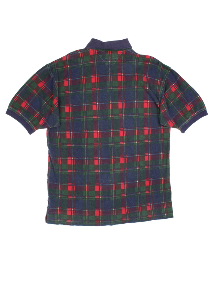 90's Tommy Hilfiger Plaid Polo Shirt (Size L) - VintageFolk