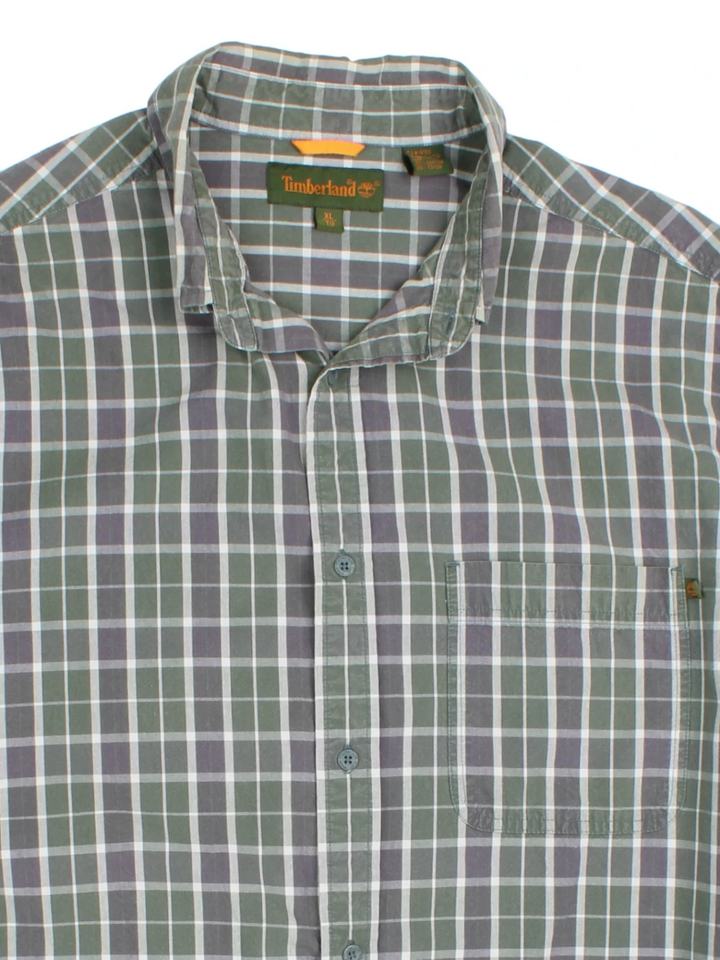 Timberland Green Checked Cotton Shirt (Size XL)