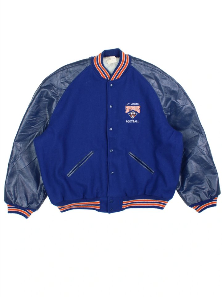 80's UT Martin Skyhawks Football Varsity Jacket (Size XXXL)