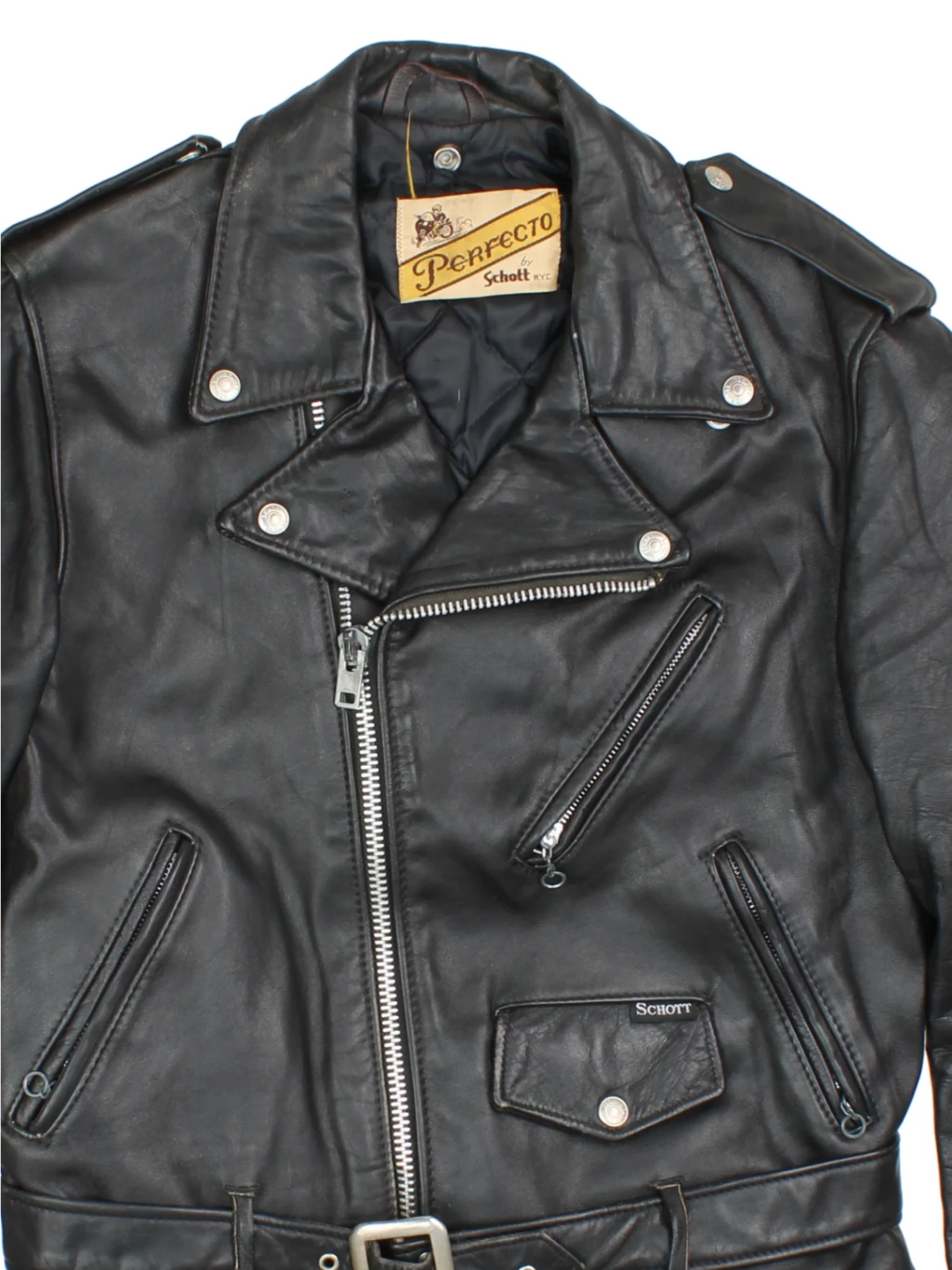 90's Schott Leather Biker Jacket (Size S)