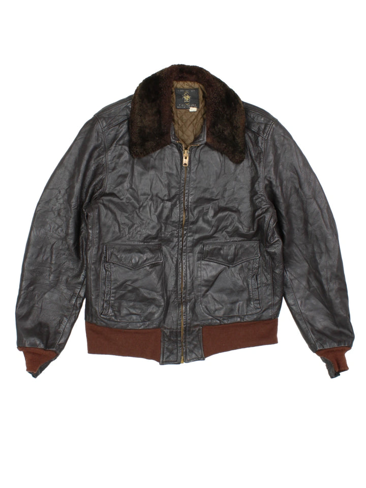 Golden Bear Leather Bomber Jacket (Size M)