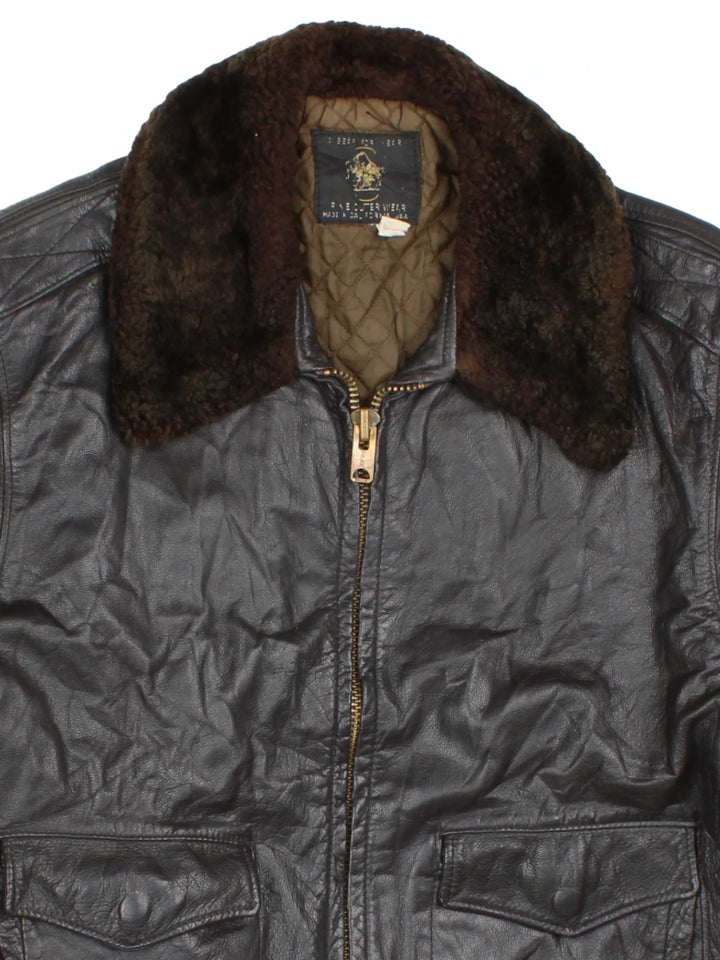 Golden Bear Leather Bomber Jacket (Size M)
