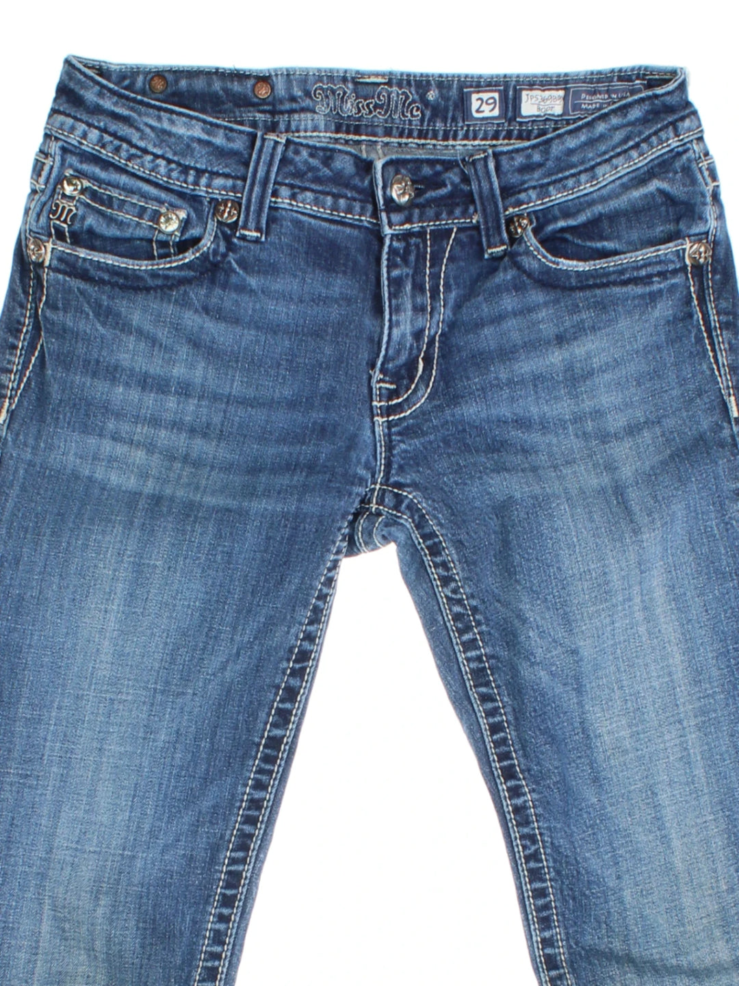 Y2K Miss Me Embellished Low Rise Bootcut Jeans (Size M) - VintageFolk