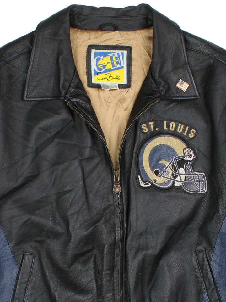 90's St. Louis Rams Leather Varsity Jacket (Size XL)