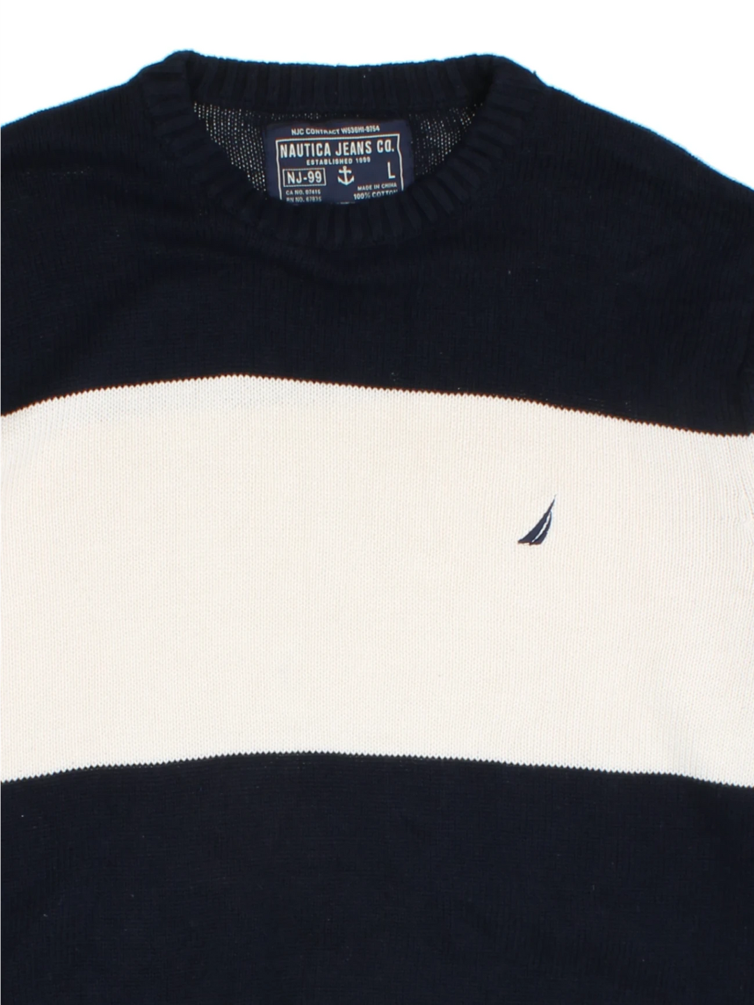 Nautica Stripe Jumper (Size L) - VintageFolk