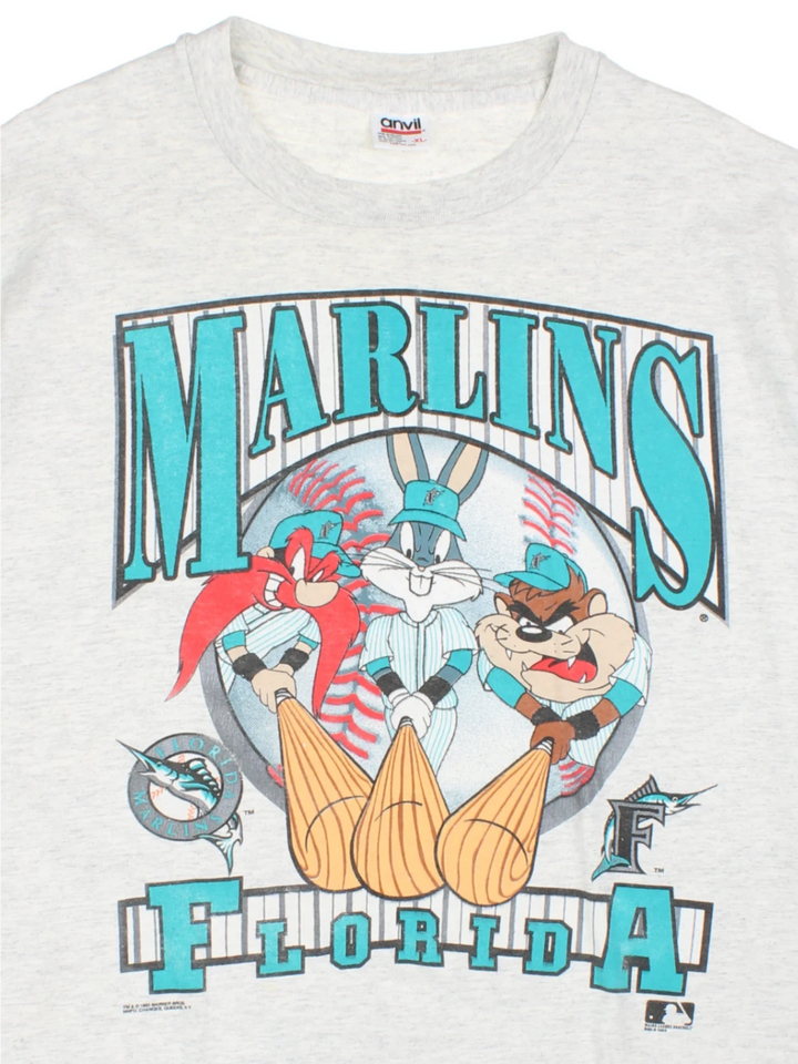 93 Florida Marlins Looney Tunes Single Stitch T-Shirt (Size L)