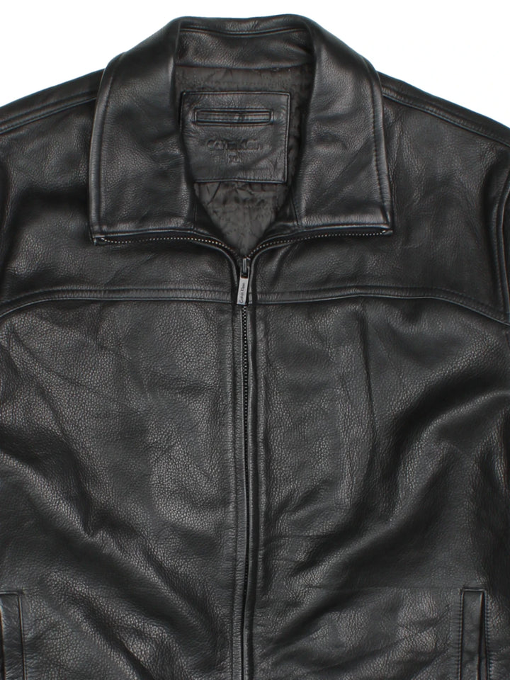 90's Calvin Klein Leather Jacket (Size XL)