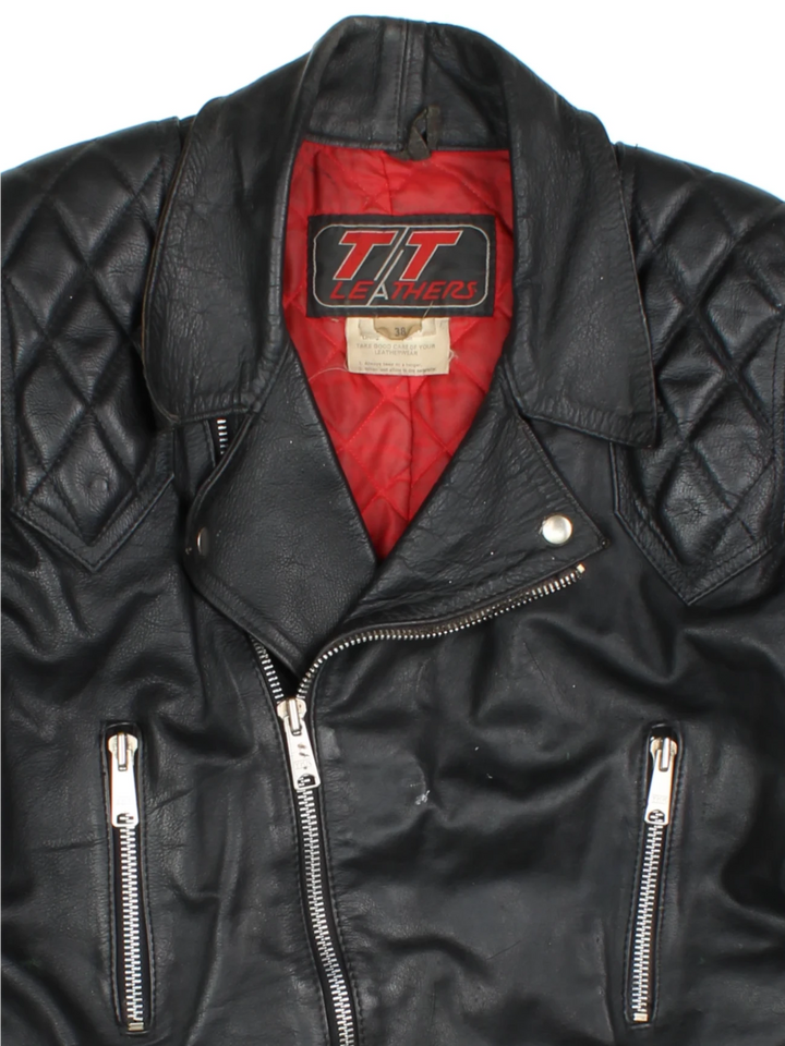 TT 80's Leather Biker Jacket (Size M)