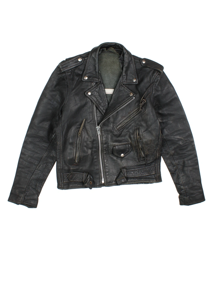 80's Leather Biker Jacket (Size S)