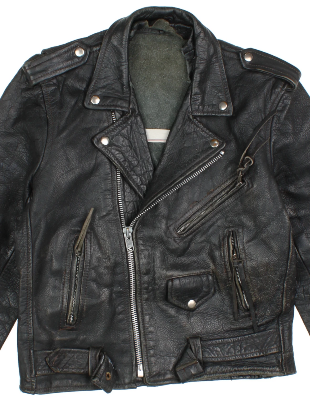 80's Leather Biker Jacket (Size S)