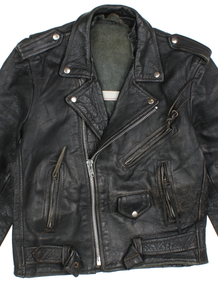 80's Leather Biker Jacket (Size S)