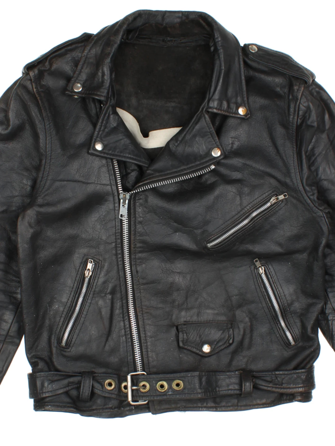 80's Leather Biker Jacket (Size M)
