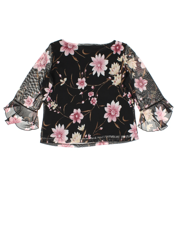 Y2K Floral Mesh Top (Size L)