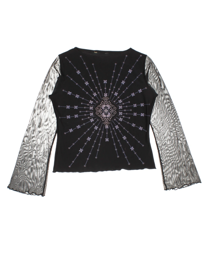 Y2K Mesh Embellished Top (Size M)
