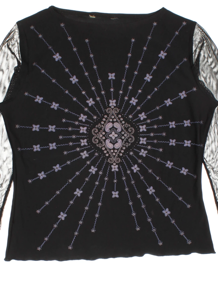 Y2K Mesh Embellished Top (Size M)