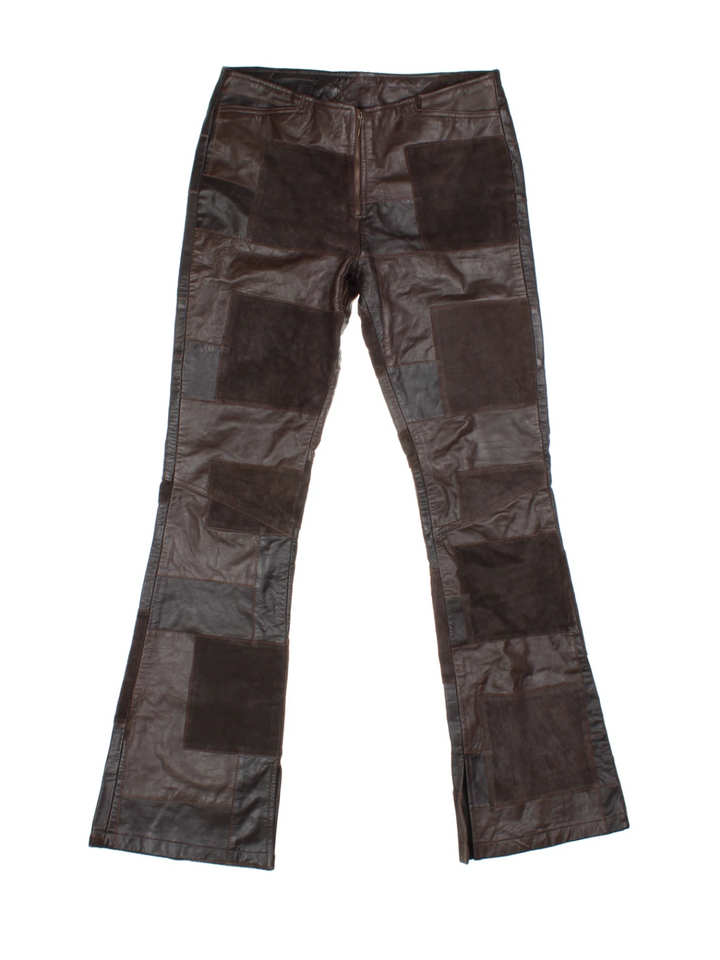 90's Patchwork Leather Flares (Size M)