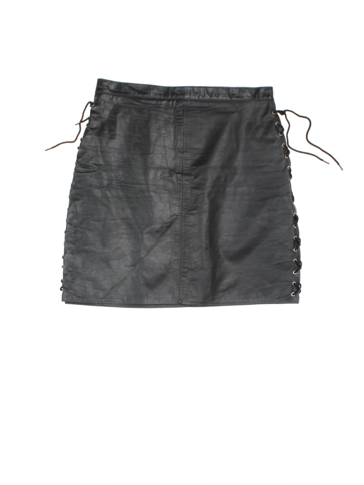 80's Leather Tie Side Mini Skirt (Size M)