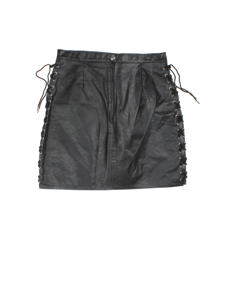 80's Leather Tie Side Mini Skirt (Size M)
