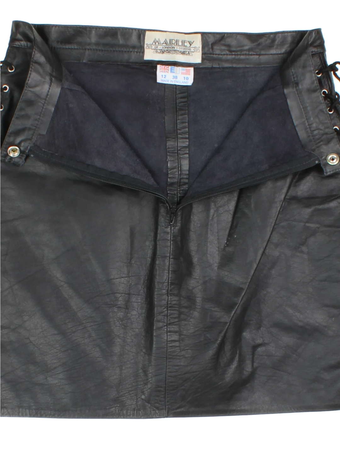 80's Leather Tie Side Mini Skirt (Size M)