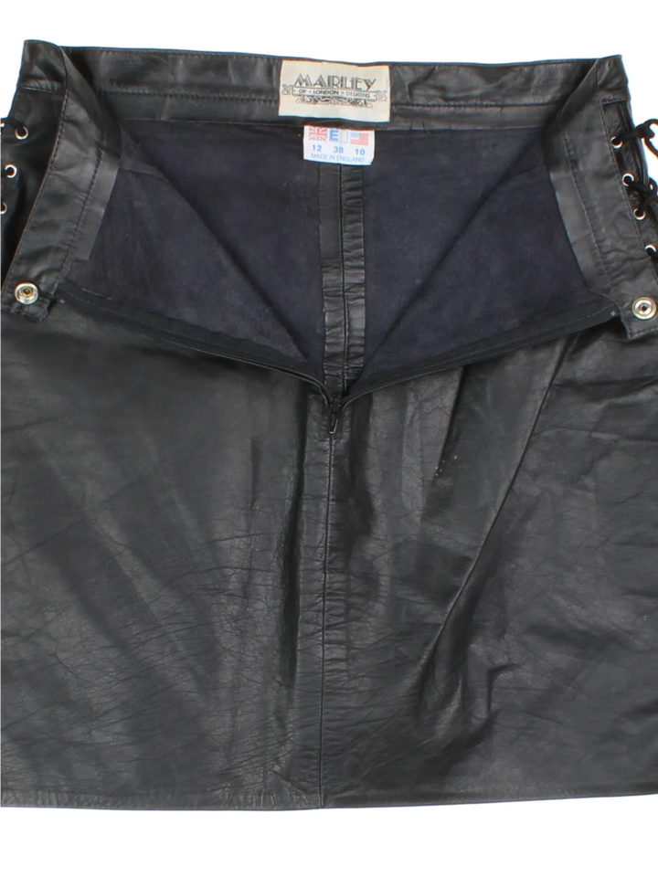 80's Leather Tie Side Mini Skirt (Size M)