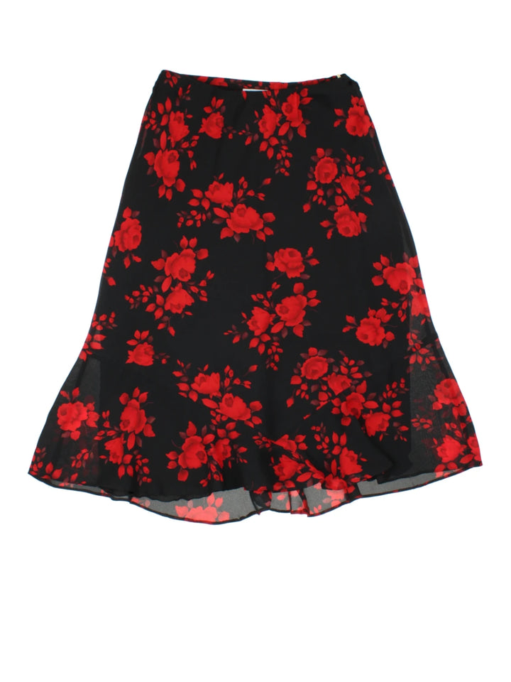 Y2K Floral Layered Midi Skirt (Size M)