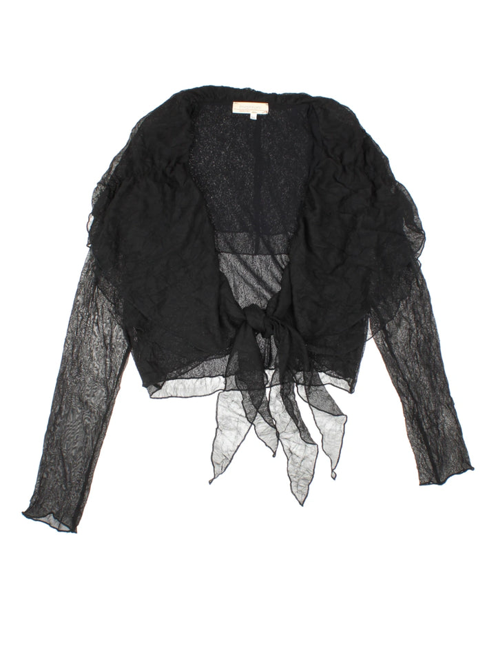 Y2K Sheer Tie Front Bolero (Size XXS)