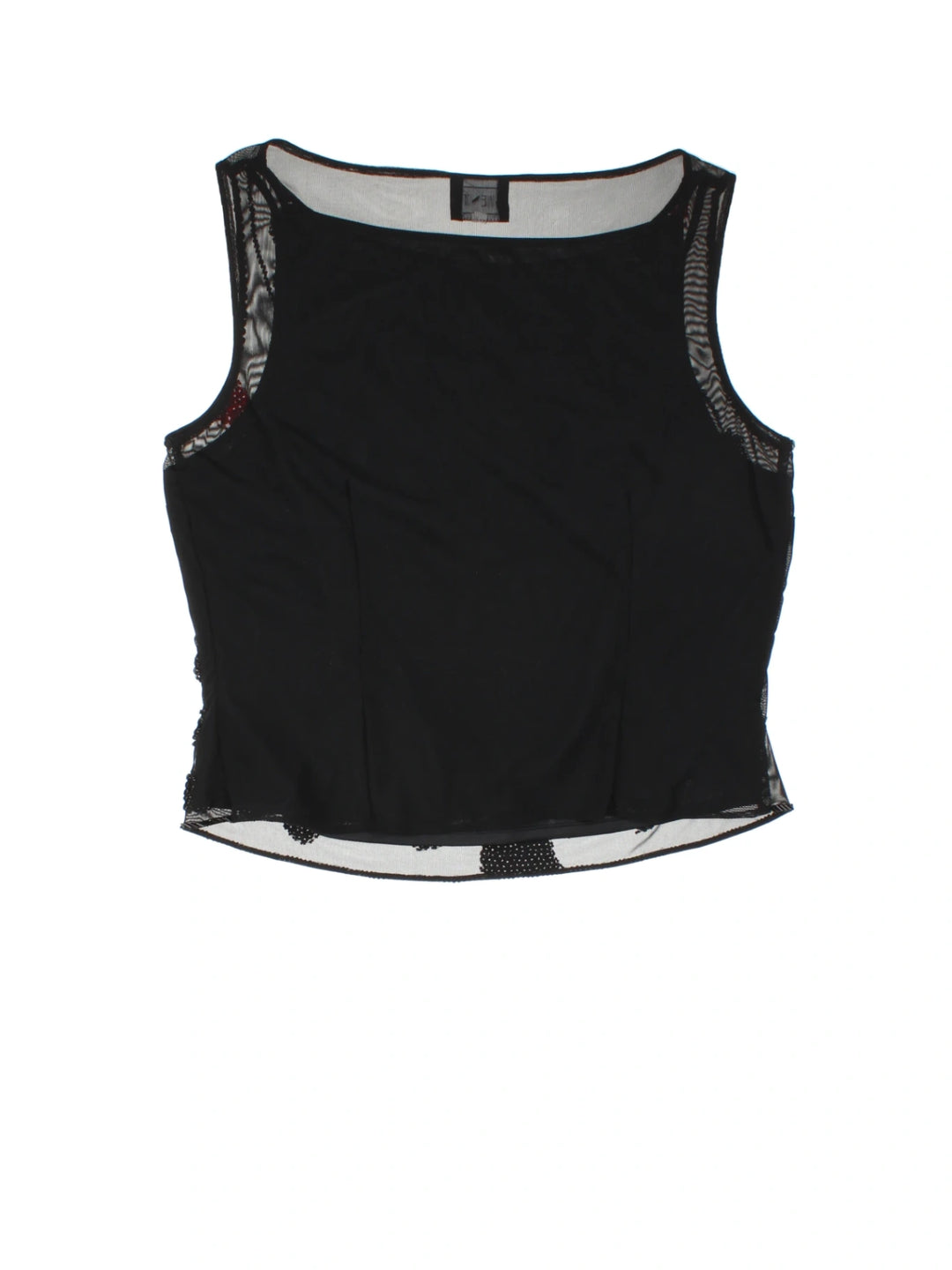 Y2K Mesh Floral Sequin Top (Size S)